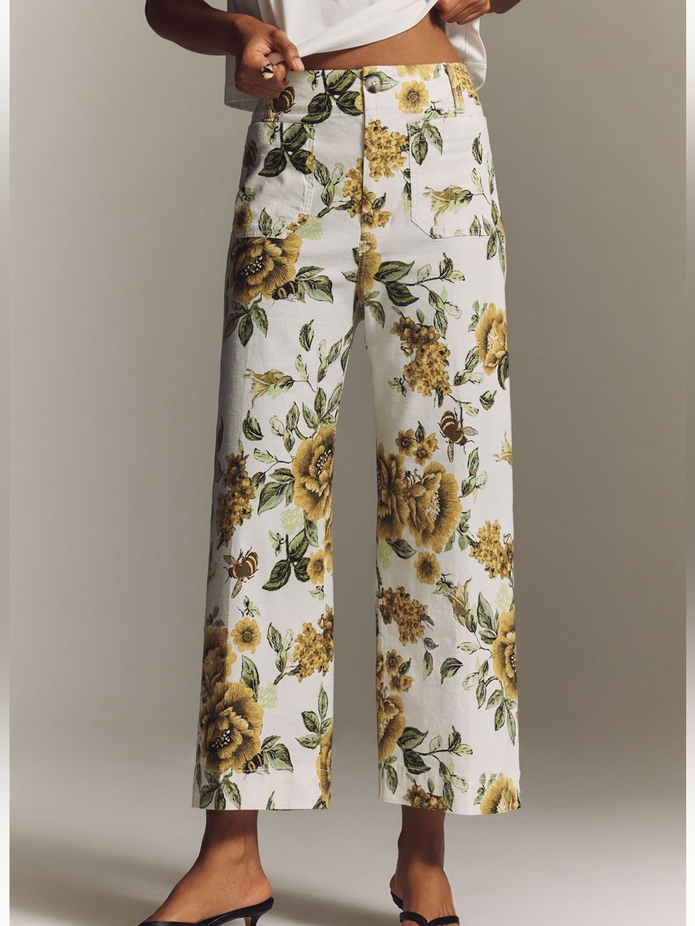Anthropologie Colette Pants Maeve Linen Blend High Rise Cropped Wide Leg New 27 - Picture 4 of 15